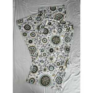 The Big One Drapes/Curtains Set 40x84 Wide White/Yellow/Gray Grommets, Clean